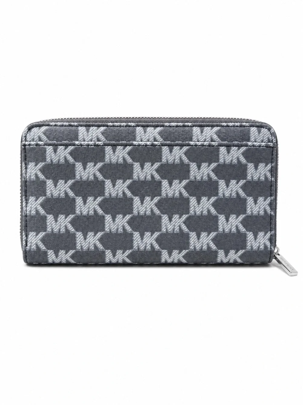 Michael Kors Navy Gray Signature MK Zip-Around Wallet - Picture 2 of 3